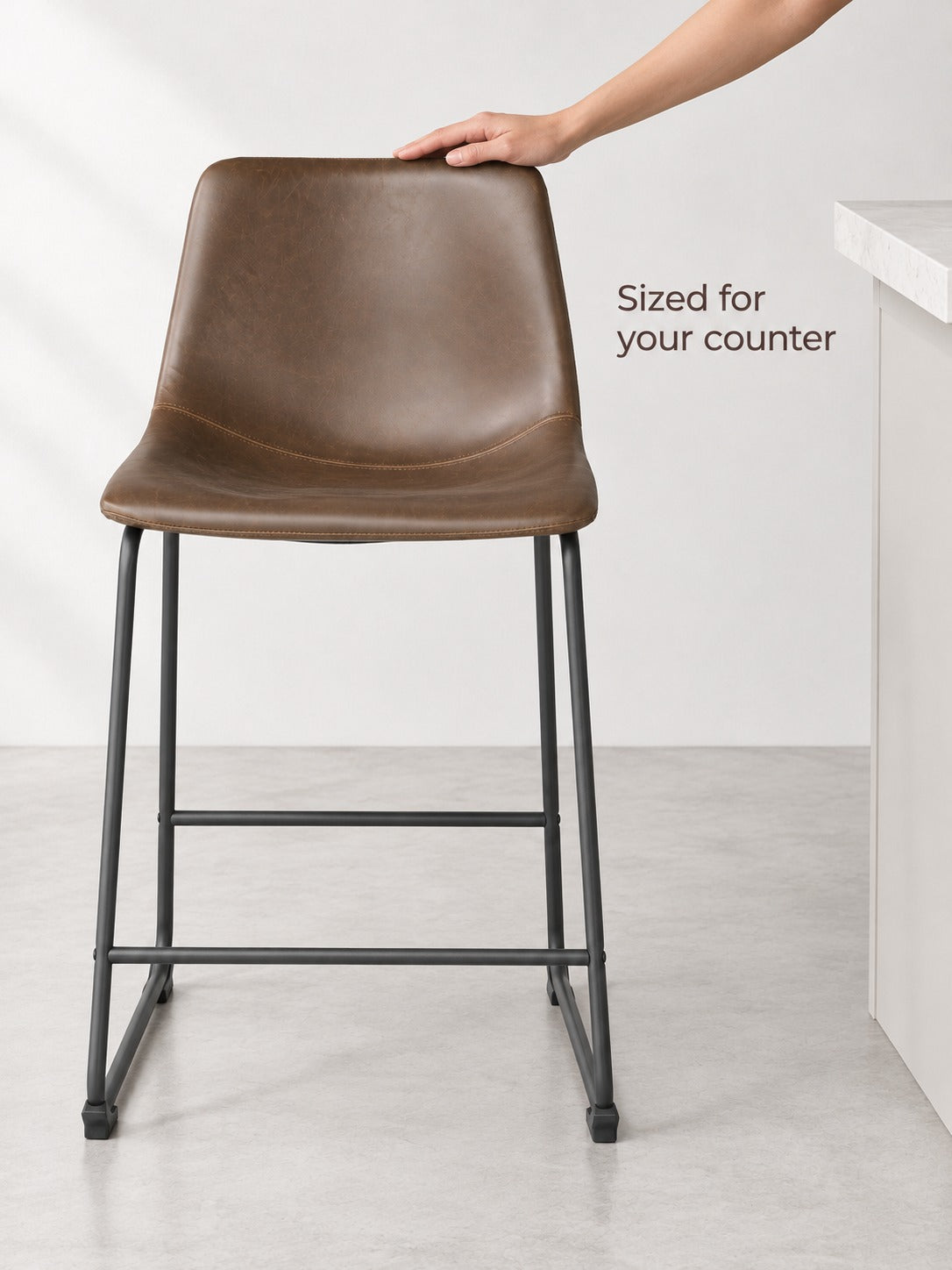 Vintage Brown Counter Stools, Set of 2, 24-Inch