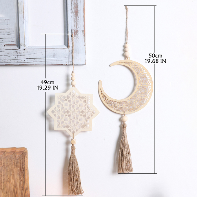 Carved Moon and Star Wall Decor for Warm Boho Rooms