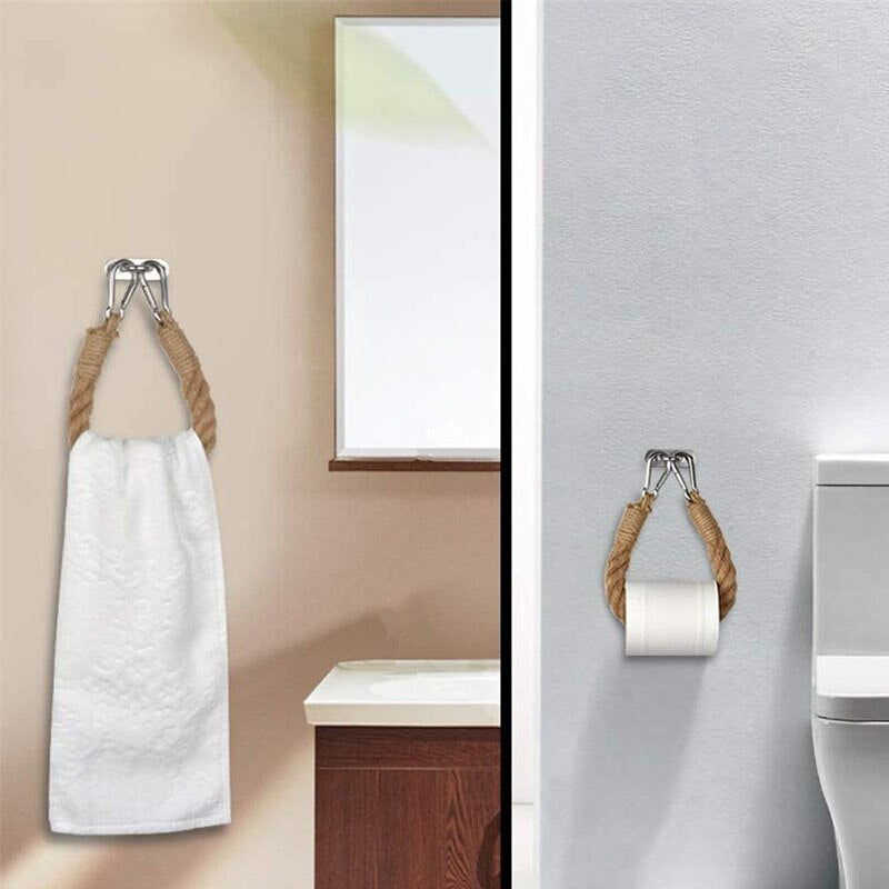 Vintage Rope Toilet Paper Holder and Wall Towel Hanger
