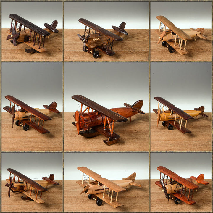 Vintage Wooden Biplane Decor for Warm Tabletop Style
