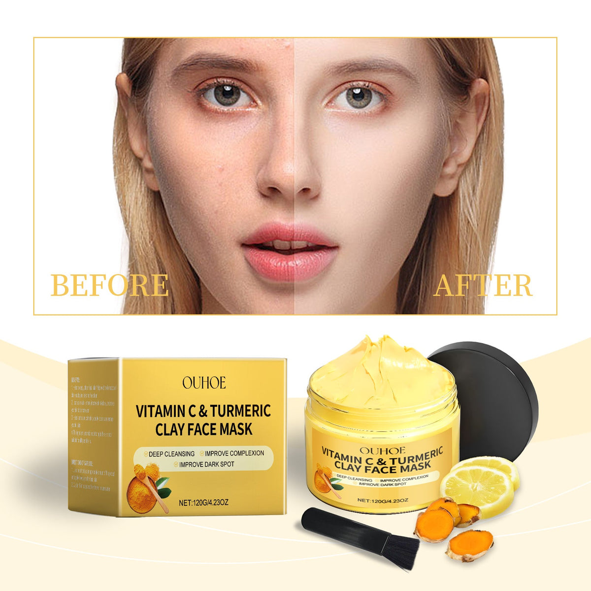 Vitamin C Turmeric Clay Face Mask for Brighter Skin