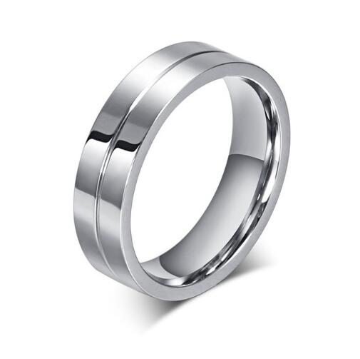 Matching Stainless Steel Couples Wedding Bands with CZ