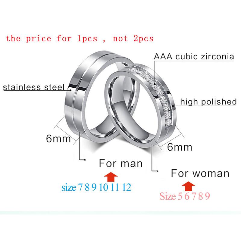Matching Stainless Steel Couples Wedding Bands with CZ