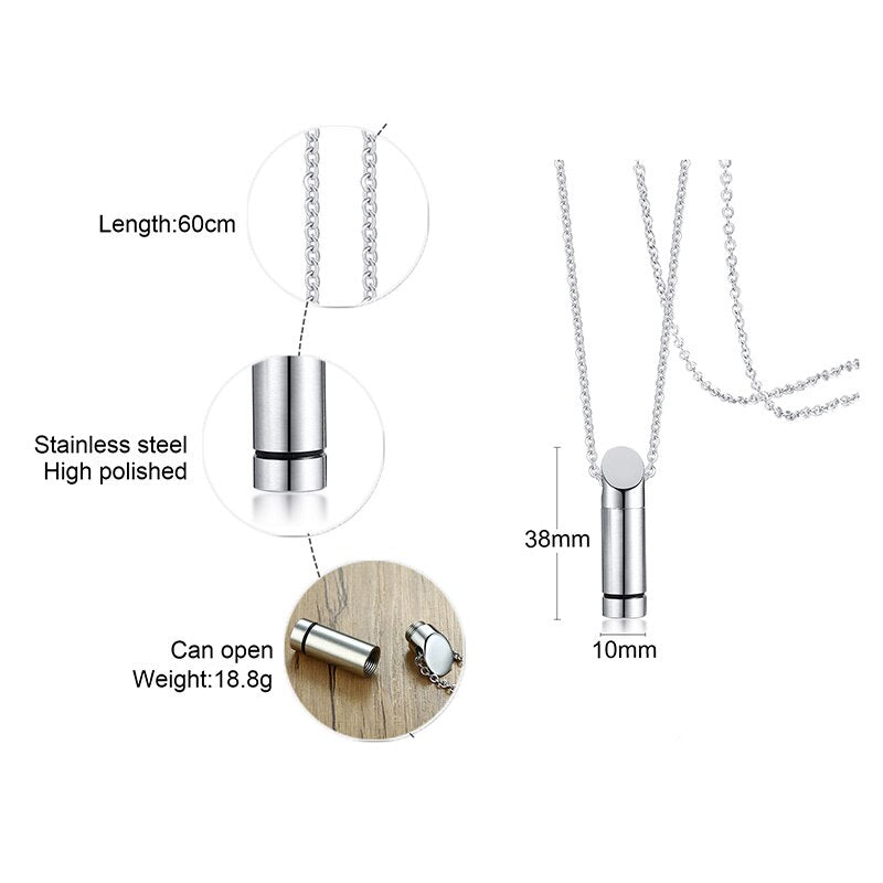 Memorial Ashes Necklace - Stainless Steel Keepsake