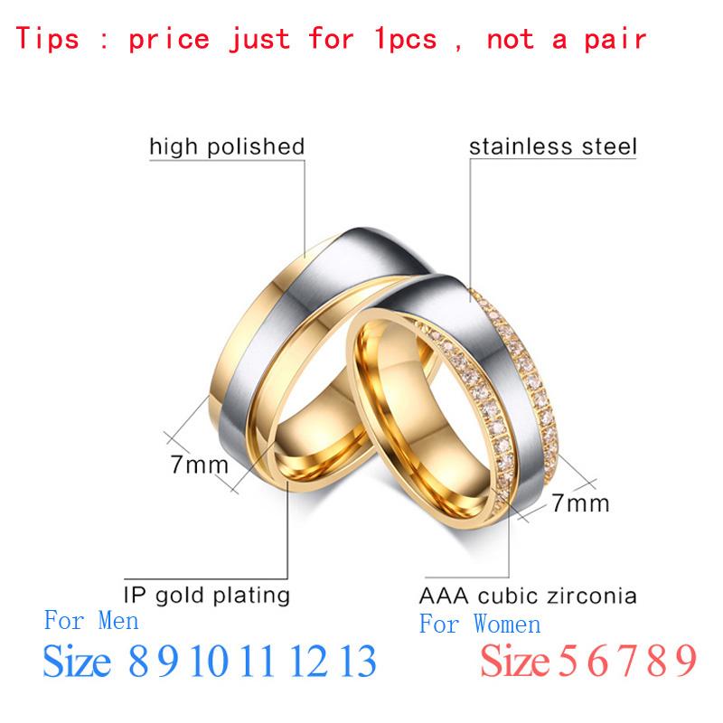Matching Stainless Steel Couple Rings with CZ Stones