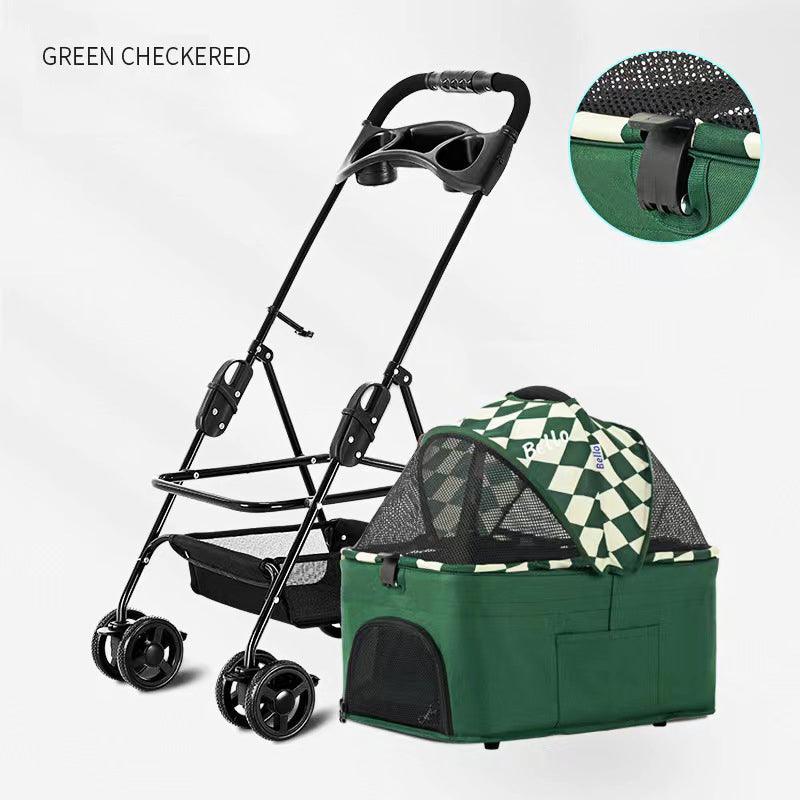 Foldable Pet Stroller With Detachable Carrier For Dogs