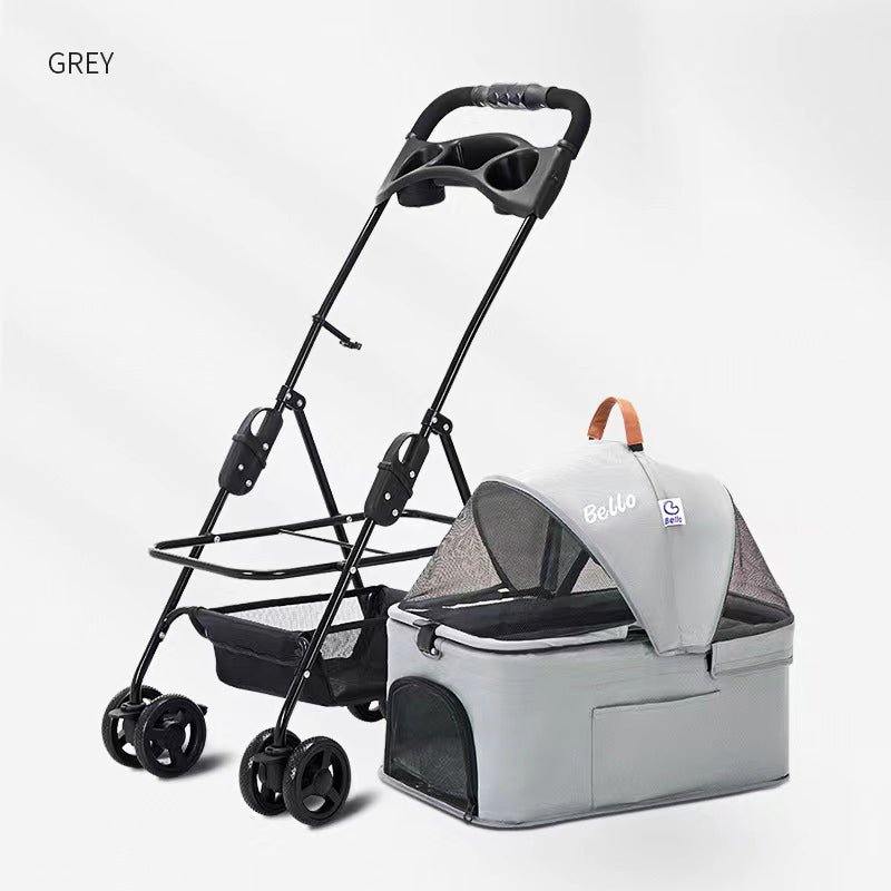 Foldable Pet Stroller With Detachable Carrier For Dogs