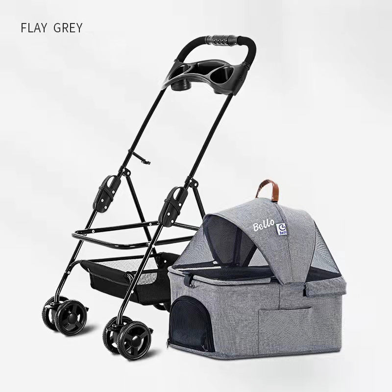 Foldable Pet Stroller With Detachable Carrier For Dogs
