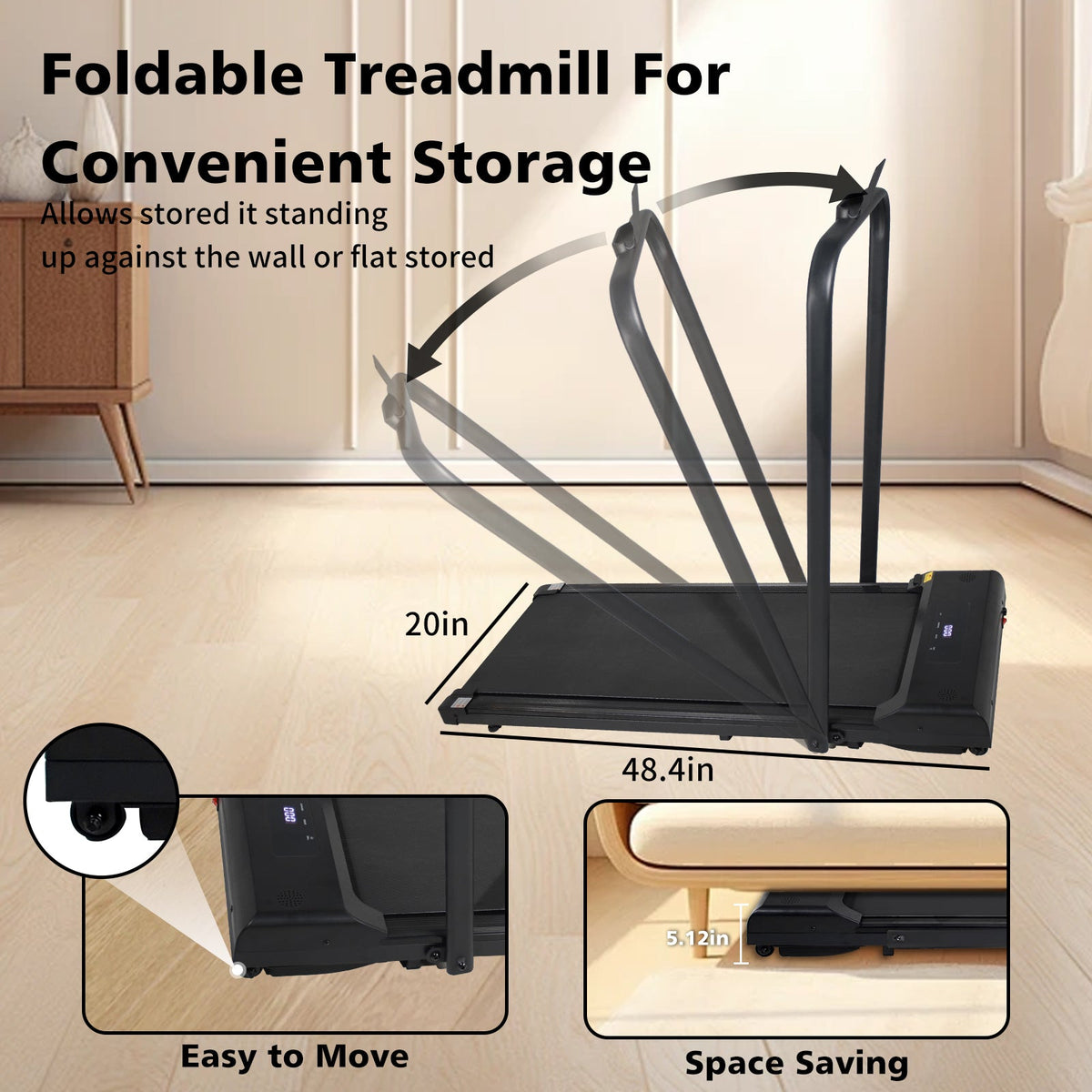 Foldable Under Desk Walking Pad Treadmill for Home Office