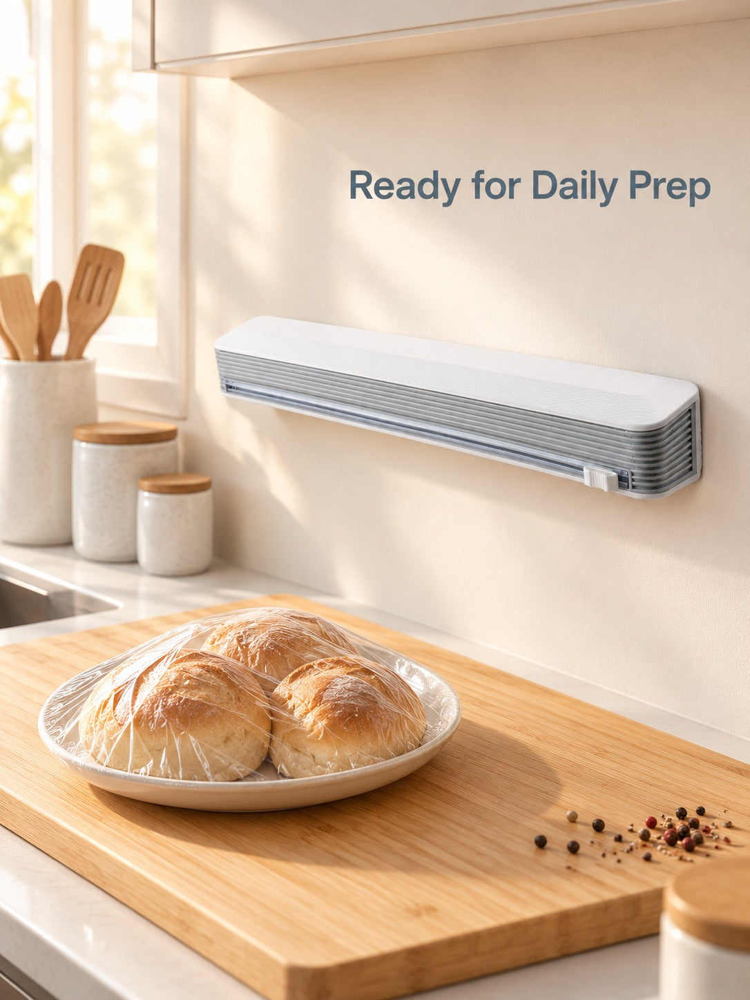 Wall Mount Cling Film Cutter for Clean One-Pull Cuts