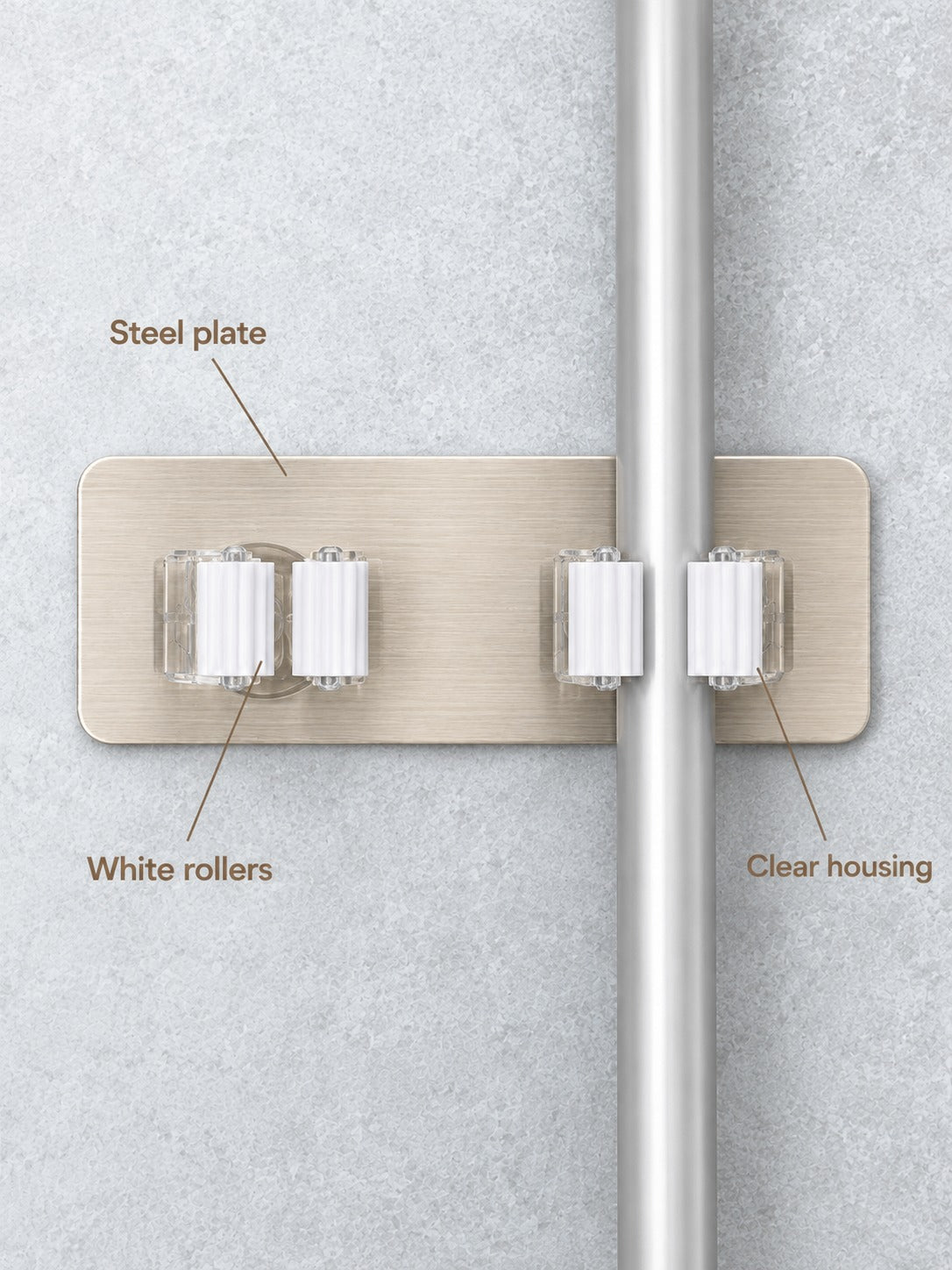 Wall Mounted Mop & Broom Holder, No Drilling Needed