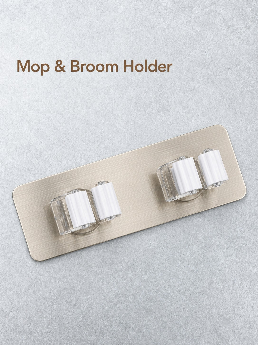 Wall Mounted Mop & Broom Holder, No Drilling Needed