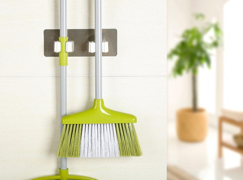 Wall Mount Mop and Broom Holder, No-Drill Storage Rack