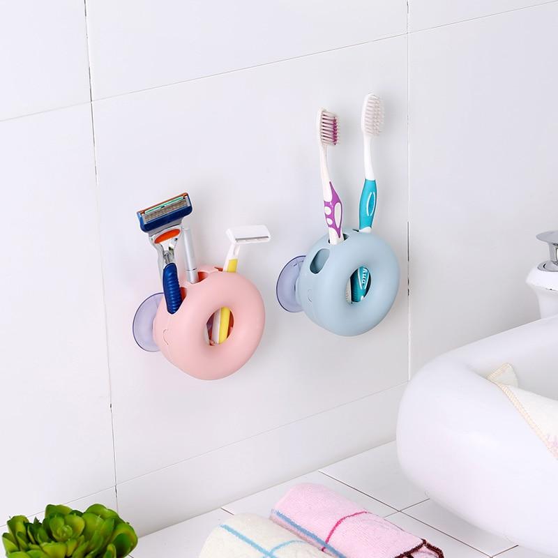 Wall Suction Toothbrush Holder, Four-Slot Bathroom Organizer