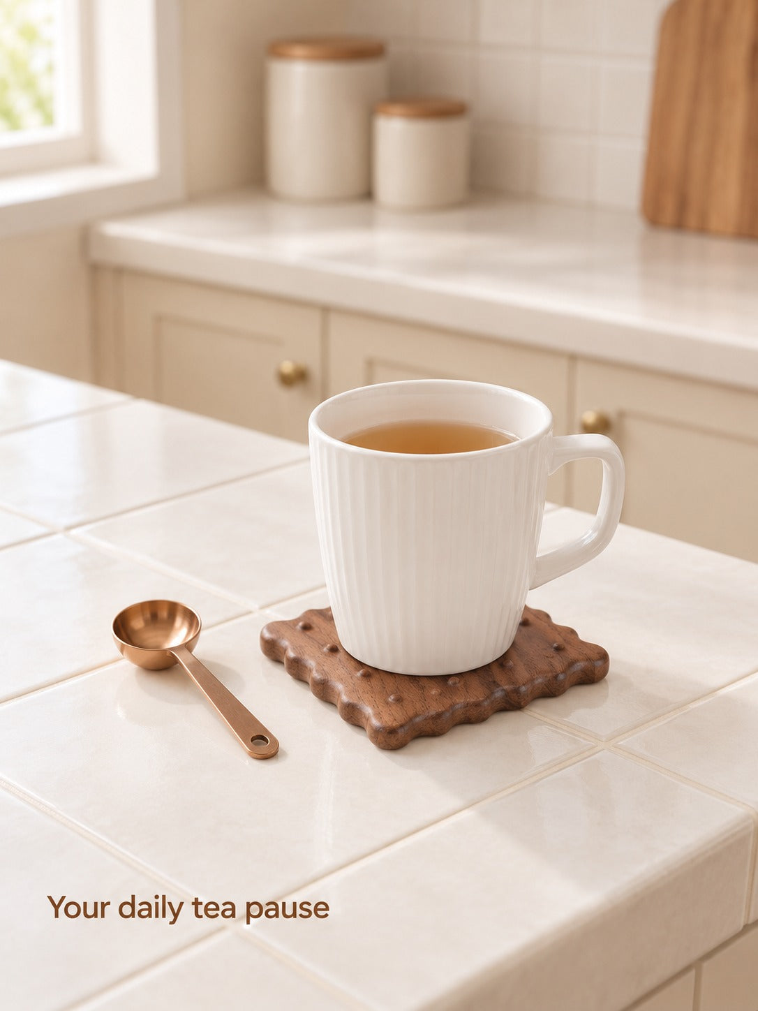 Solid Walnut Biscuit Coaster for Tea & Coffee Mugs