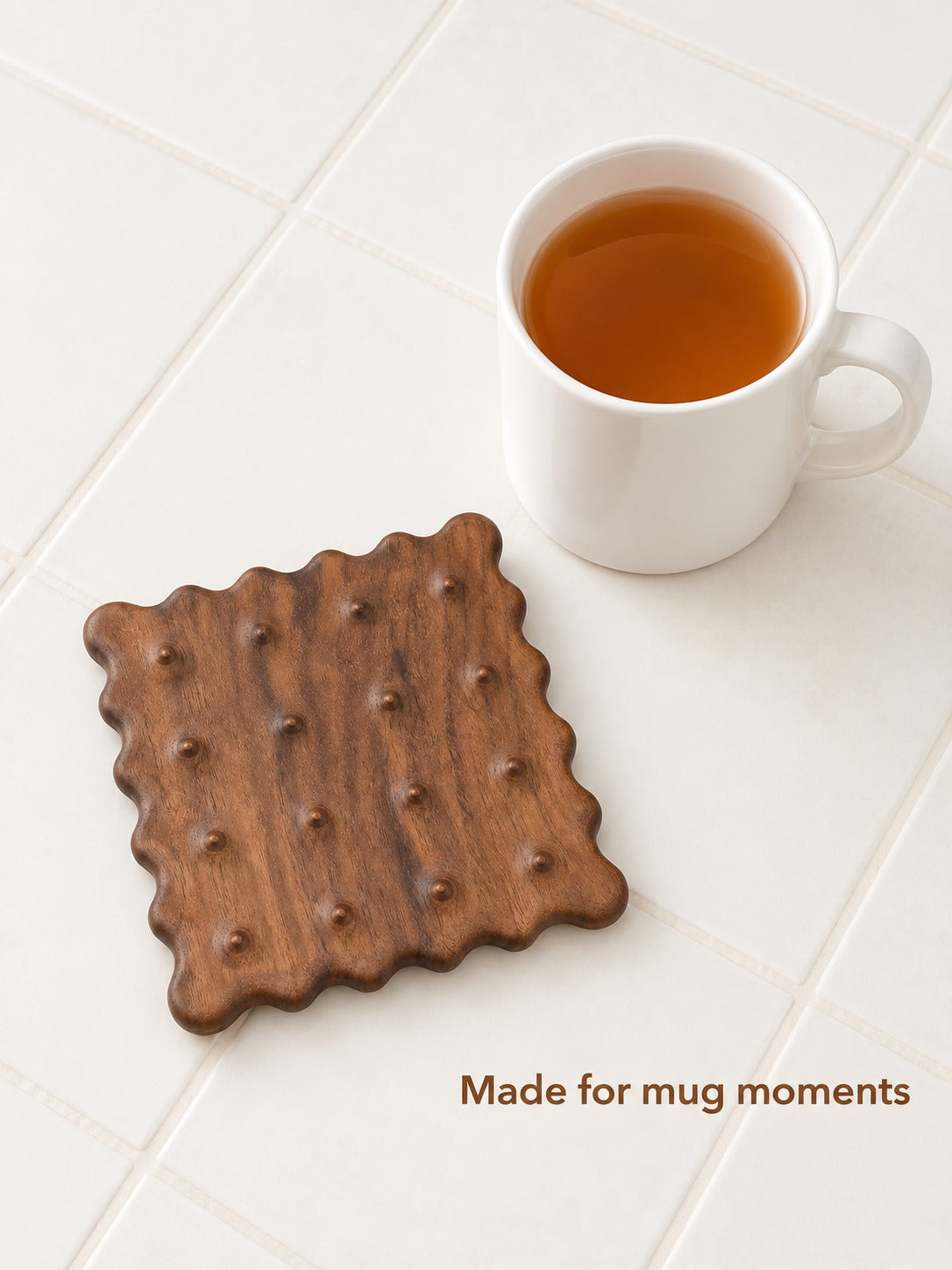 Solid Walnut Biscuit Coaster for Tea & Coffee Mugs