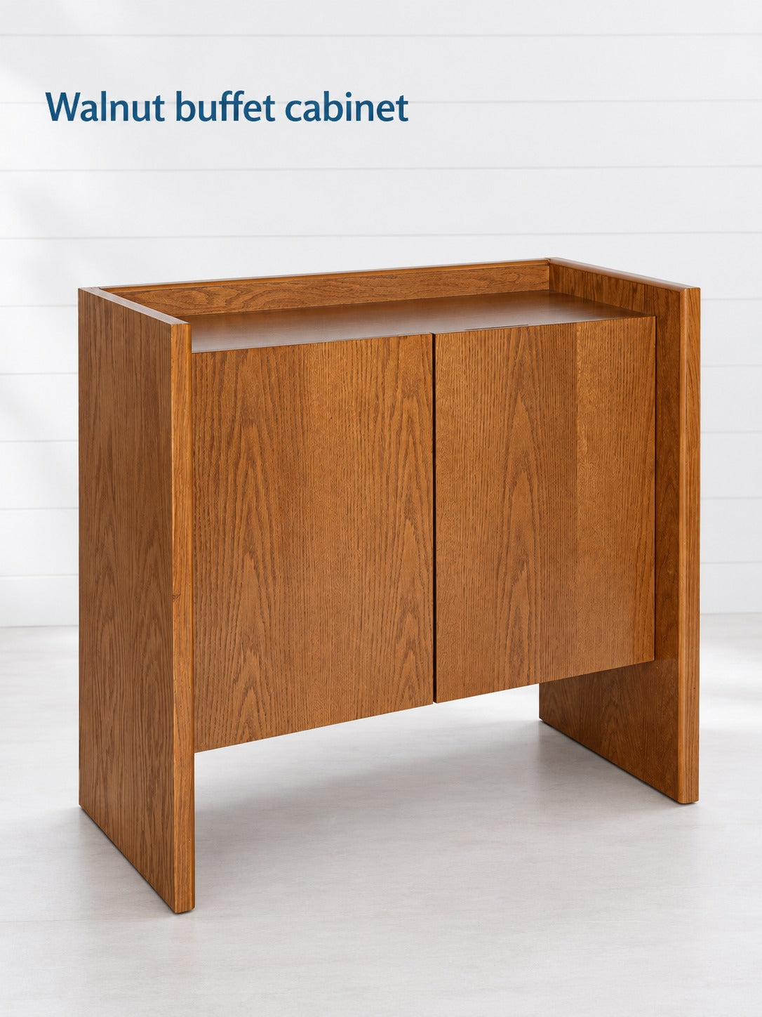 Walnut Buffet Cabinet with Storage and Adjustable Shelf