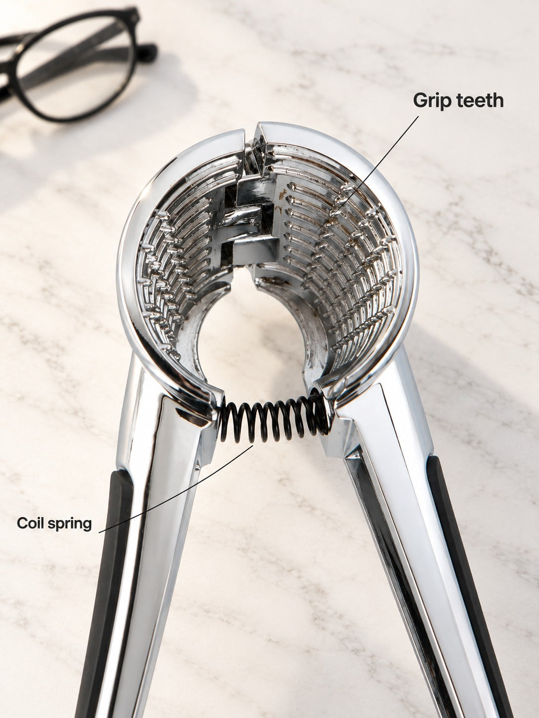 Walnut Cracker for Clean Whole Halves, Chrome Zinc Alloy