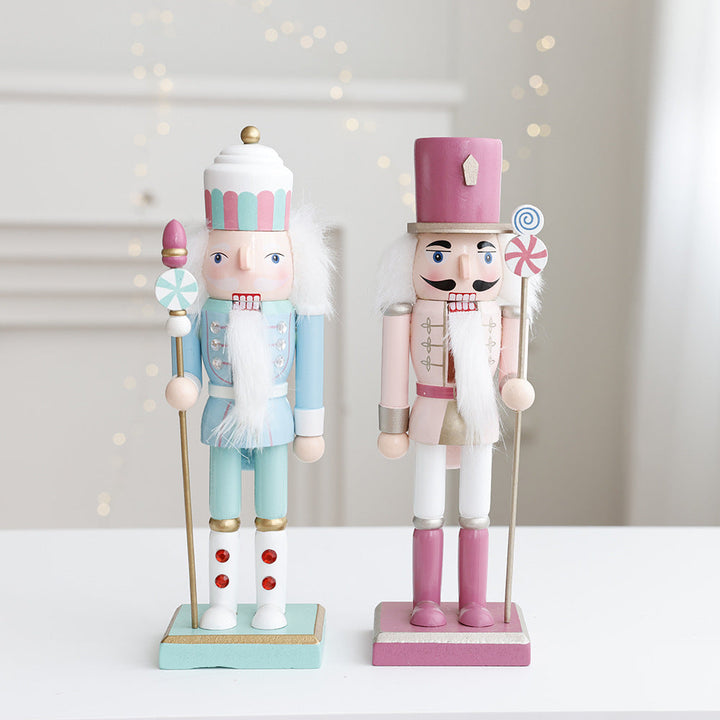 Wooden Nutcracker Ornament for Pastel Christmas Decor