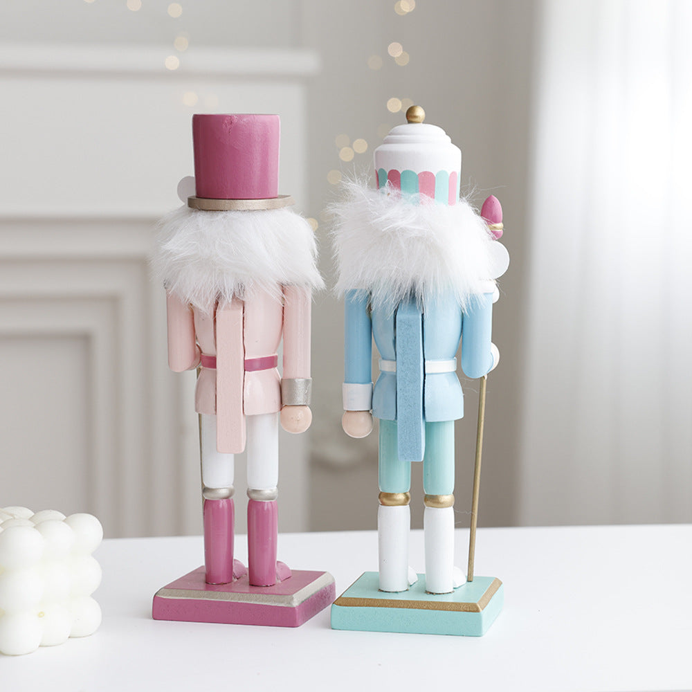 Wooden Nutcracker Ornament for Pastel Christmas Decor