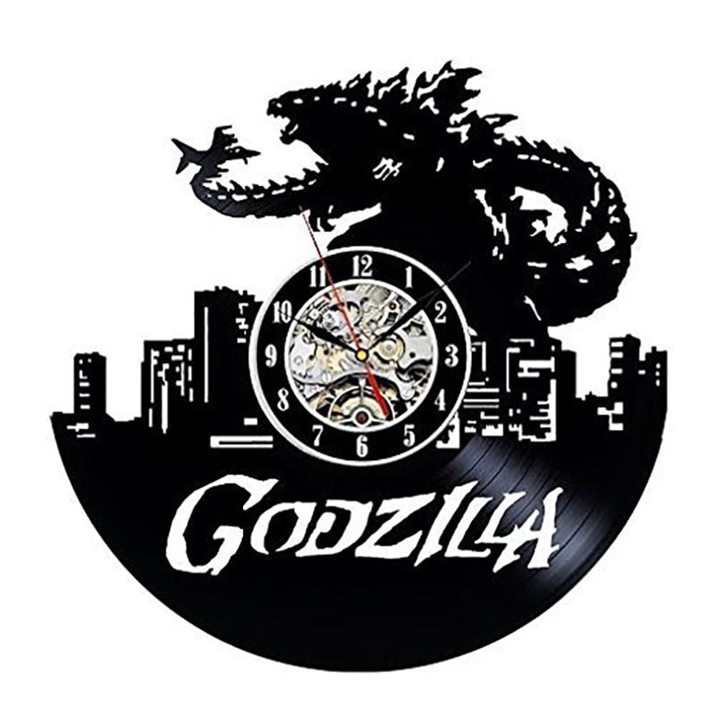 Godzilla Vinyl Wall Clock For Retro Movie Room Decor