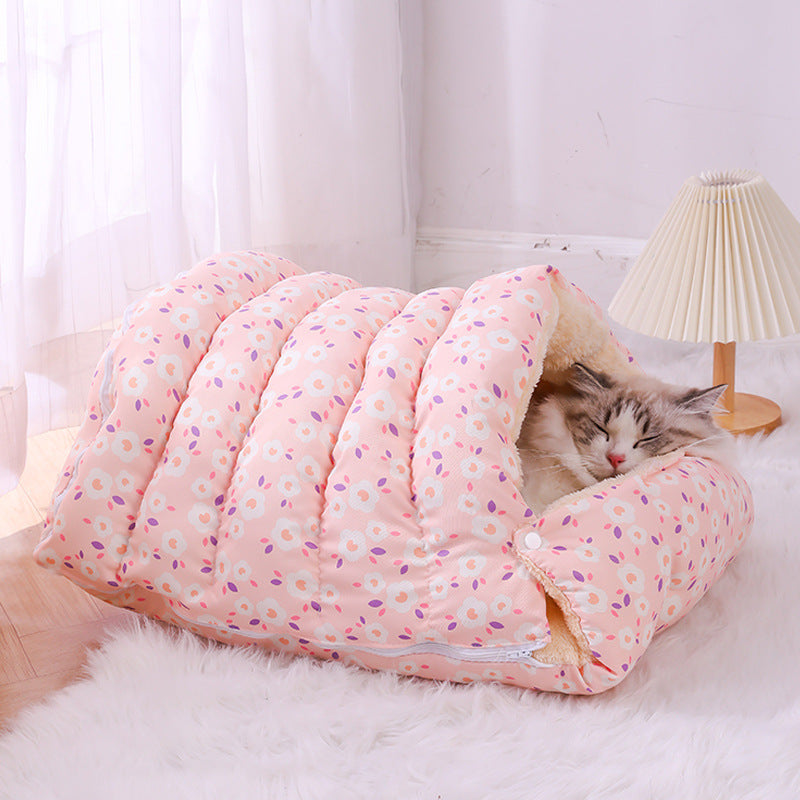 Enclosed Cat Bed with Plush Velvet Sleeping Retreat