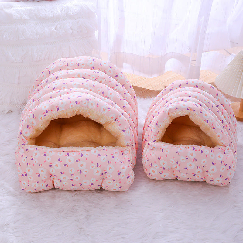 Enclosed Cat Bed with Plush Velvet Sleeping Retreat