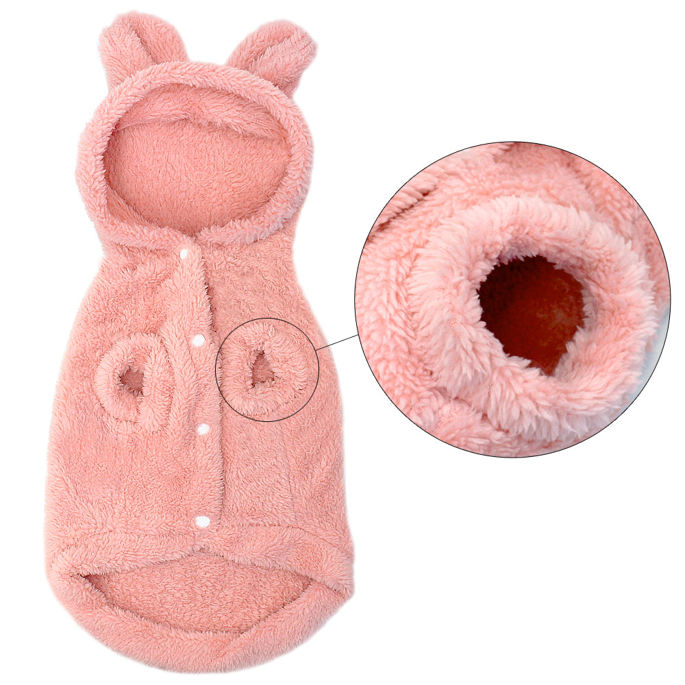 Plush Fleece Cat & Small Dog Winter Coat With Hood