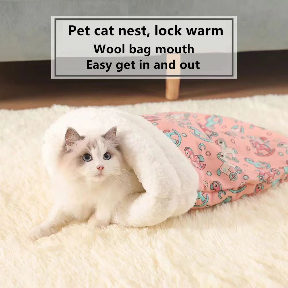 Enclosed Cat Sleeping Bag for Warm, Cozy Indoor Naps