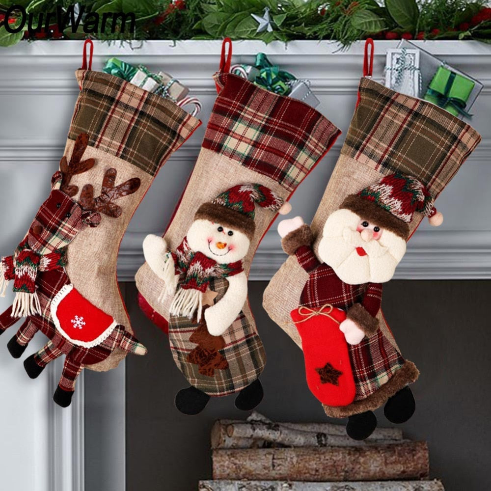 Christmas Stocking With Plush Character Gift Holder