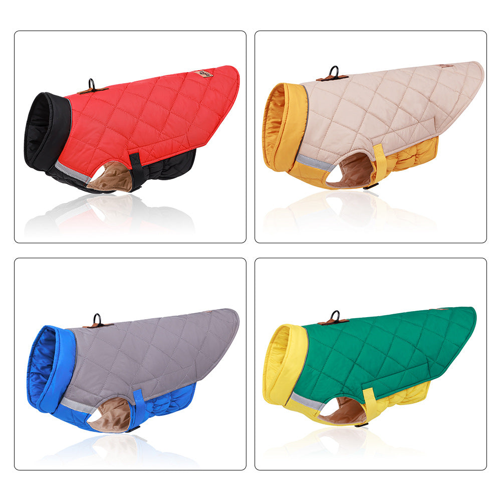 Quilted Reflective Dog Coat for Warm Winter Outdoor Walks