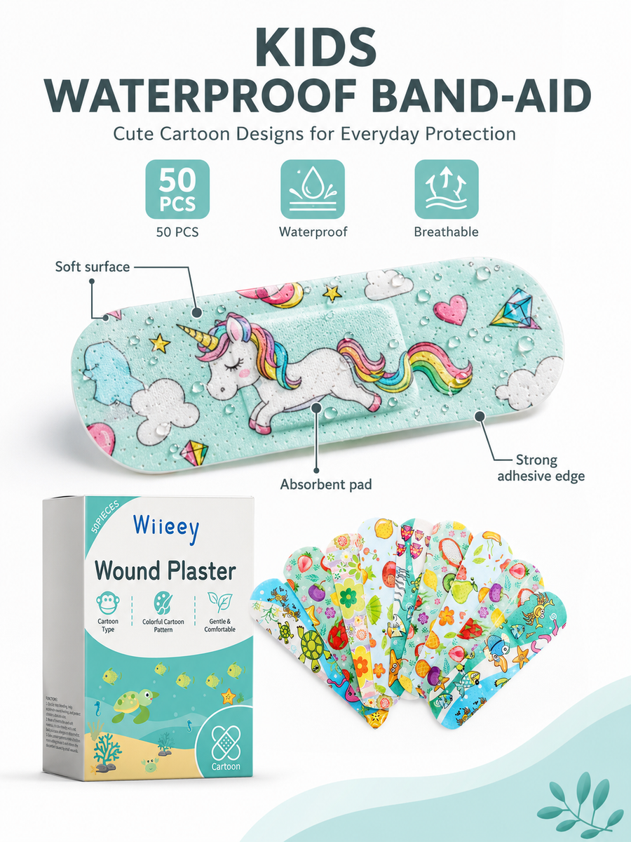 Waterproof Cartoon Bandages for Kids – Stays On Through