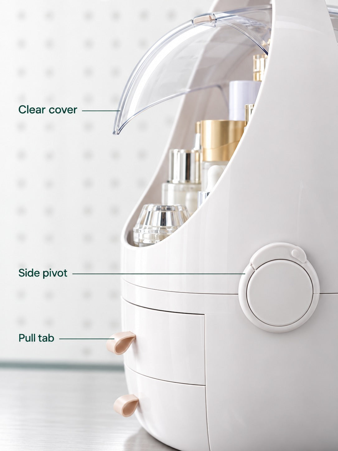 Waterproof Makeup Organizer with Clear Dust Cover Lid