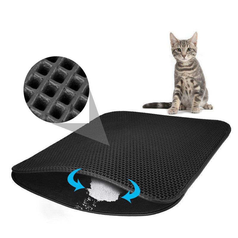 Double-Layer Cat Litter Mat With Honeycomb Trapping