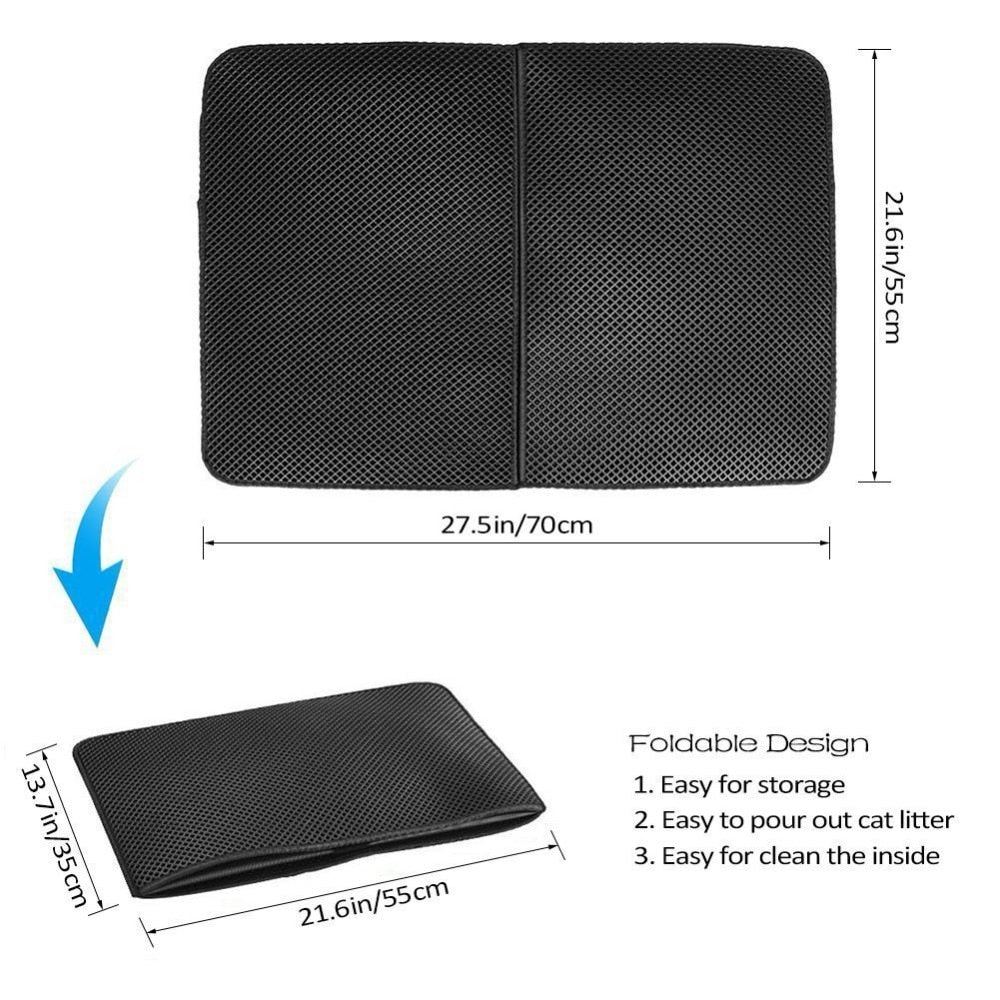 Double-Layer Cat Litter Mat With Honeycomb Trapping