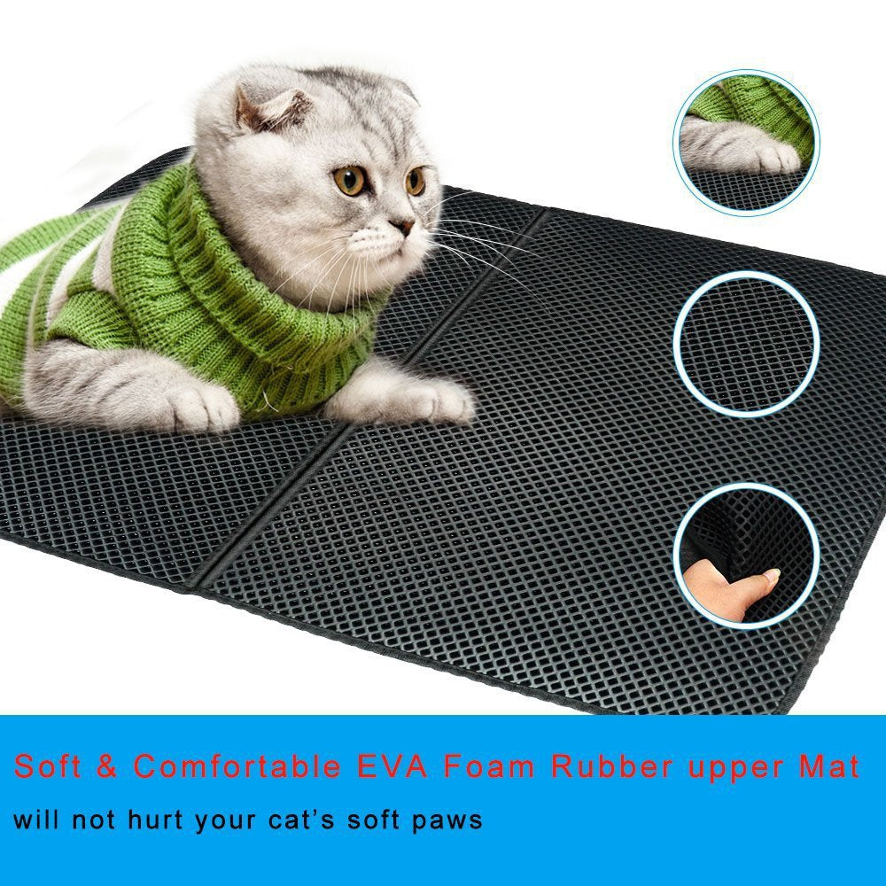 Double-Layer Cat Litter Mat With Honeycomb Trapping