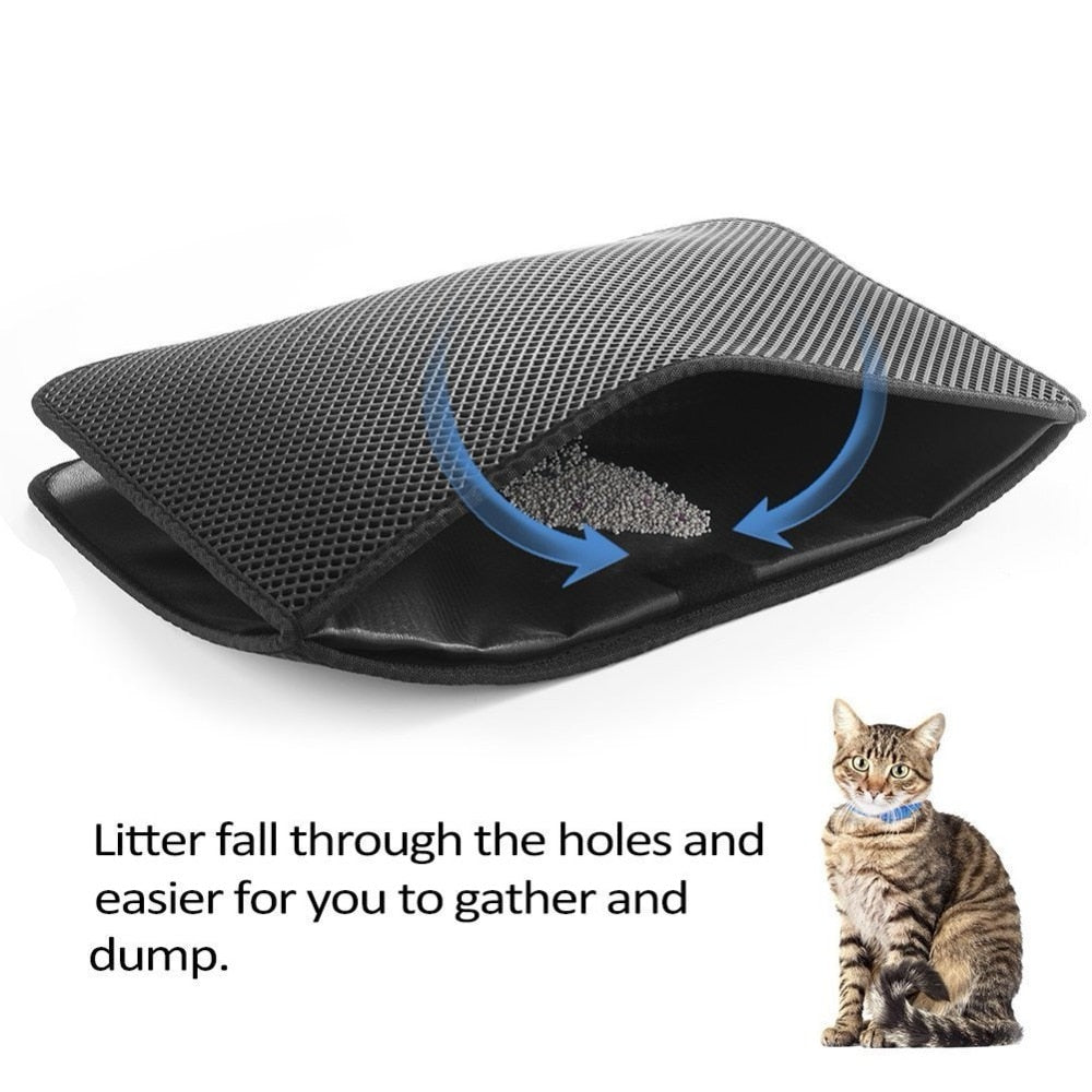 Double-Layer Cat Litter Mat With Honeycomb Trapping