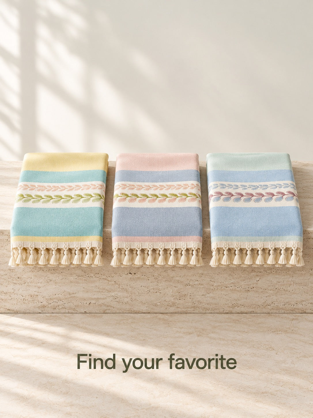 Waterproof Tablecloth Country Stripe Tassel Table Cover