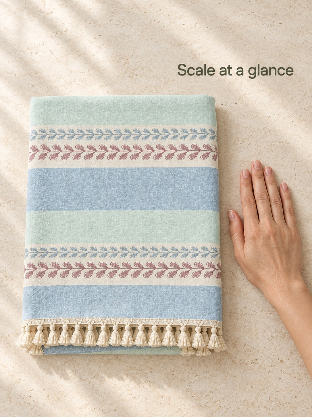 Waterproof Tablecloth Country Stripe Tassel Table Cover