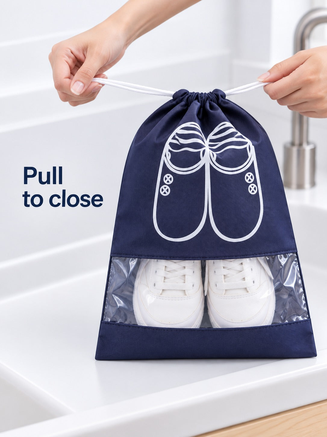 Waterproof Travel Shoe Bag with Clear Window, 2 Sizes