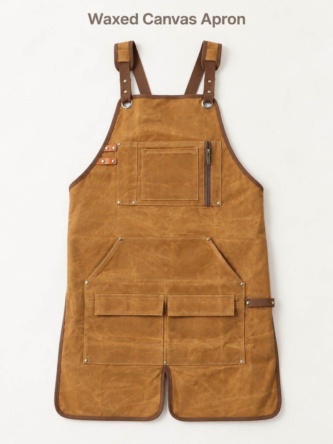 Waxed Canvas Carpenter Apron with Tool Pockets & Straps
