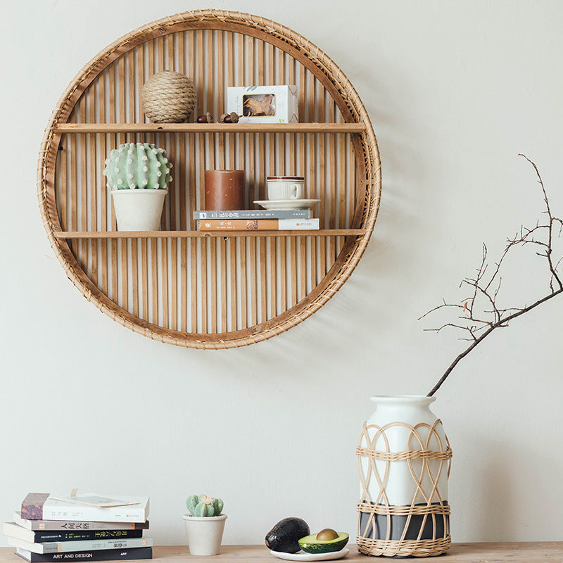 Woven Wall Shelf Rack for Bohemian Vertical Storage