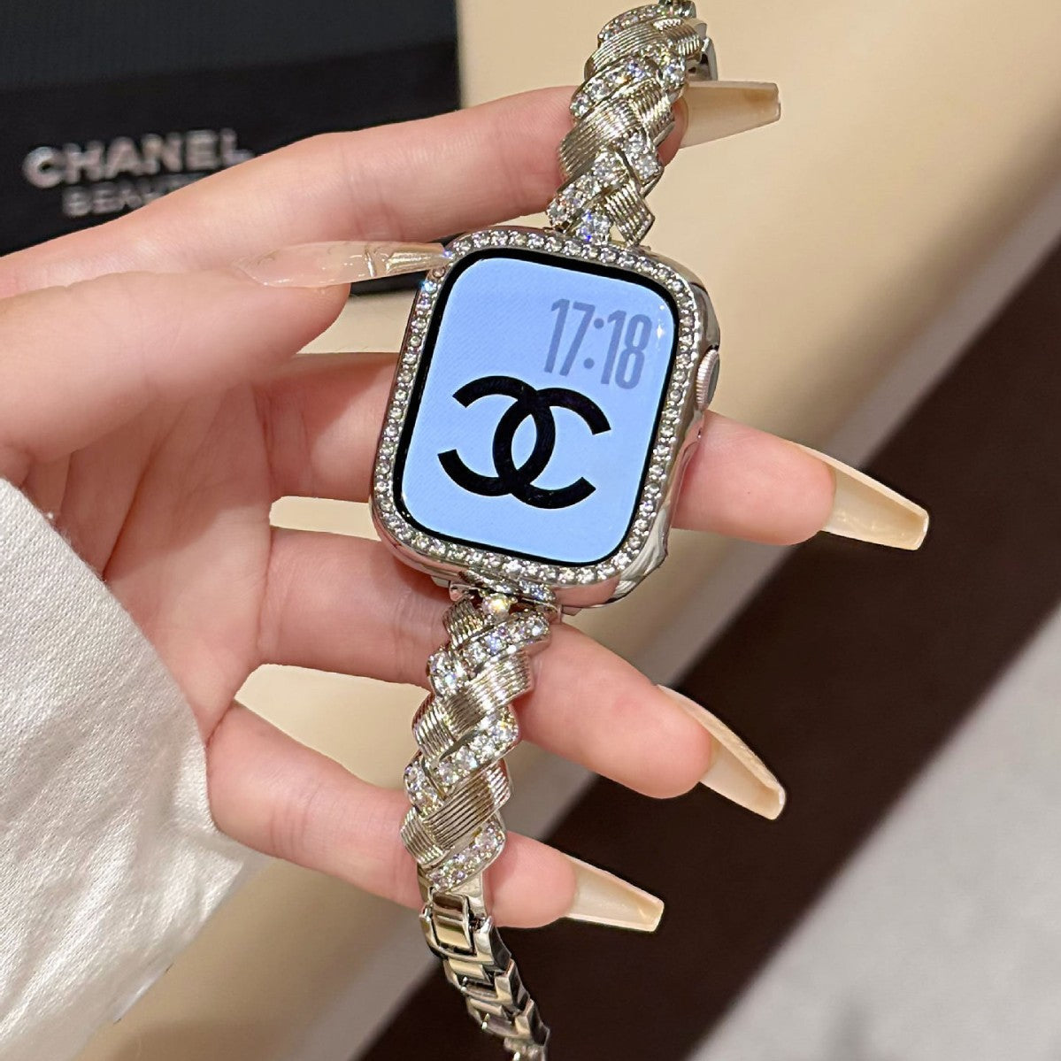 Rhinestone Metal Apple Watch Band for Women Dressy Look