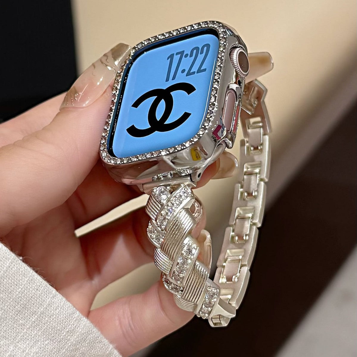 Rhinestone Metal Apple Watch Band for Women Dressy Look