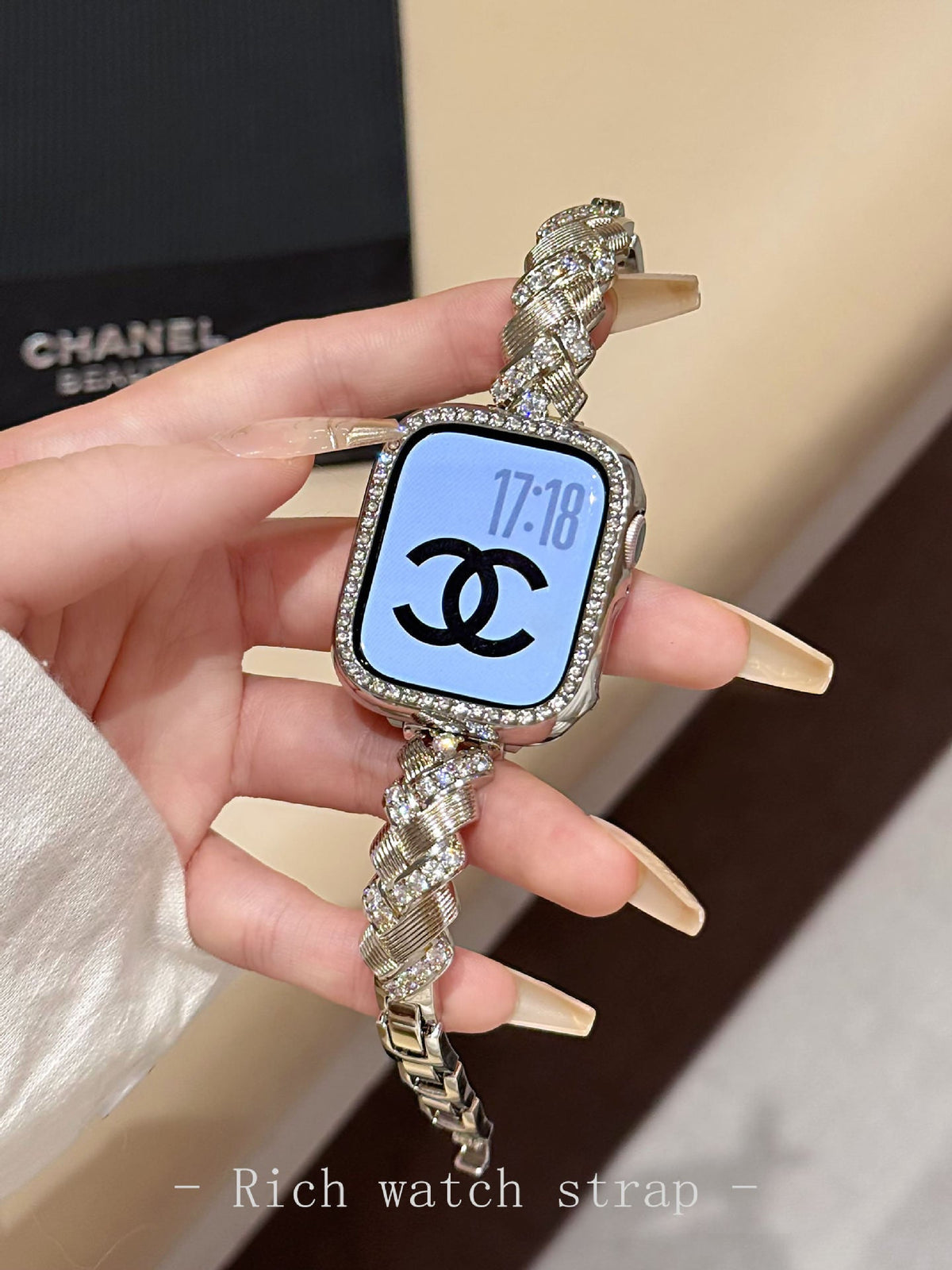 Rhinestone Metal Apple Watch Band for Women Dressy Look