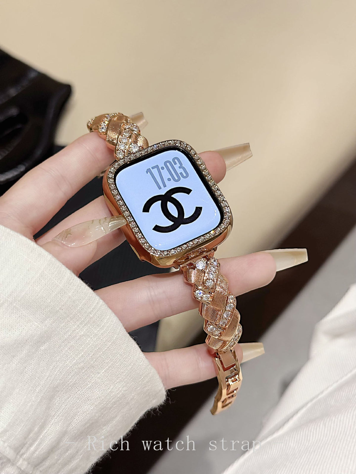 Rhinestone Metal Apple Watch Band for Women Dressy Look