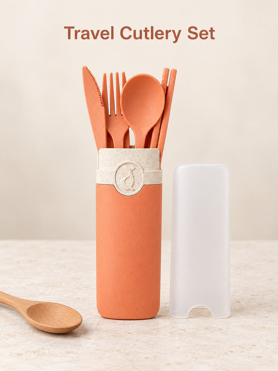 Wheat Straw Travel Cutlery Set with Slim Storage Case