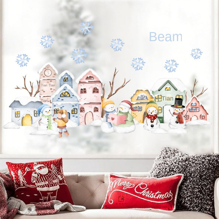 Snowy Town Window Stickers for Magical Holiday Decor
