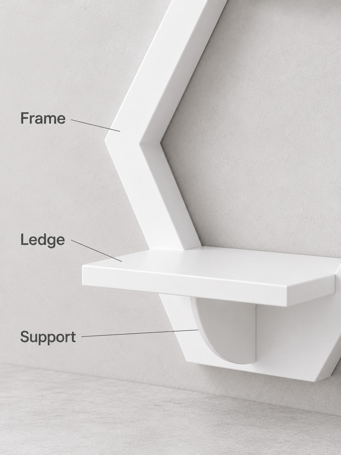 White Hexagon Wall Shelves for Bedroom and TV Wall Decor