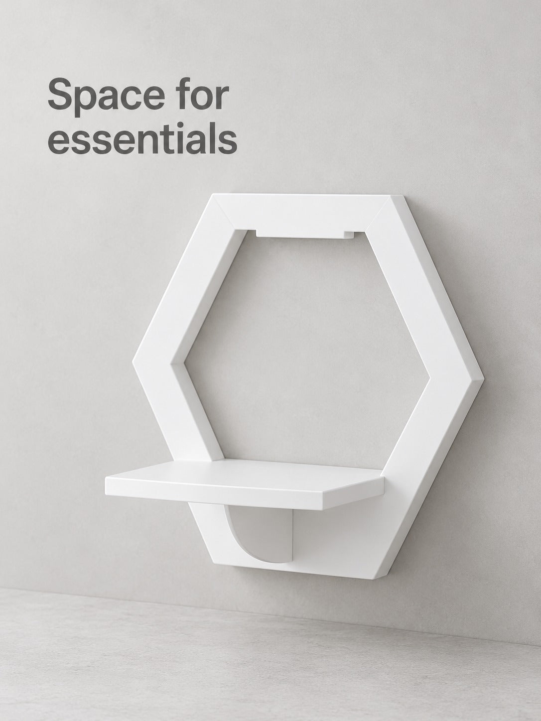 White Hexagon Wall Shelves for Bedroom and TV Wall Decor